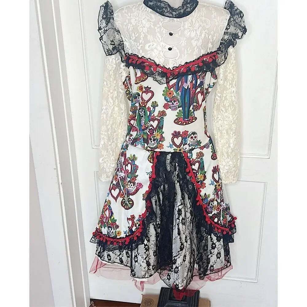 Spirit La Novia Day of the Dead Sugar Skull Bride Dress Size XL - Picture 1 of 8